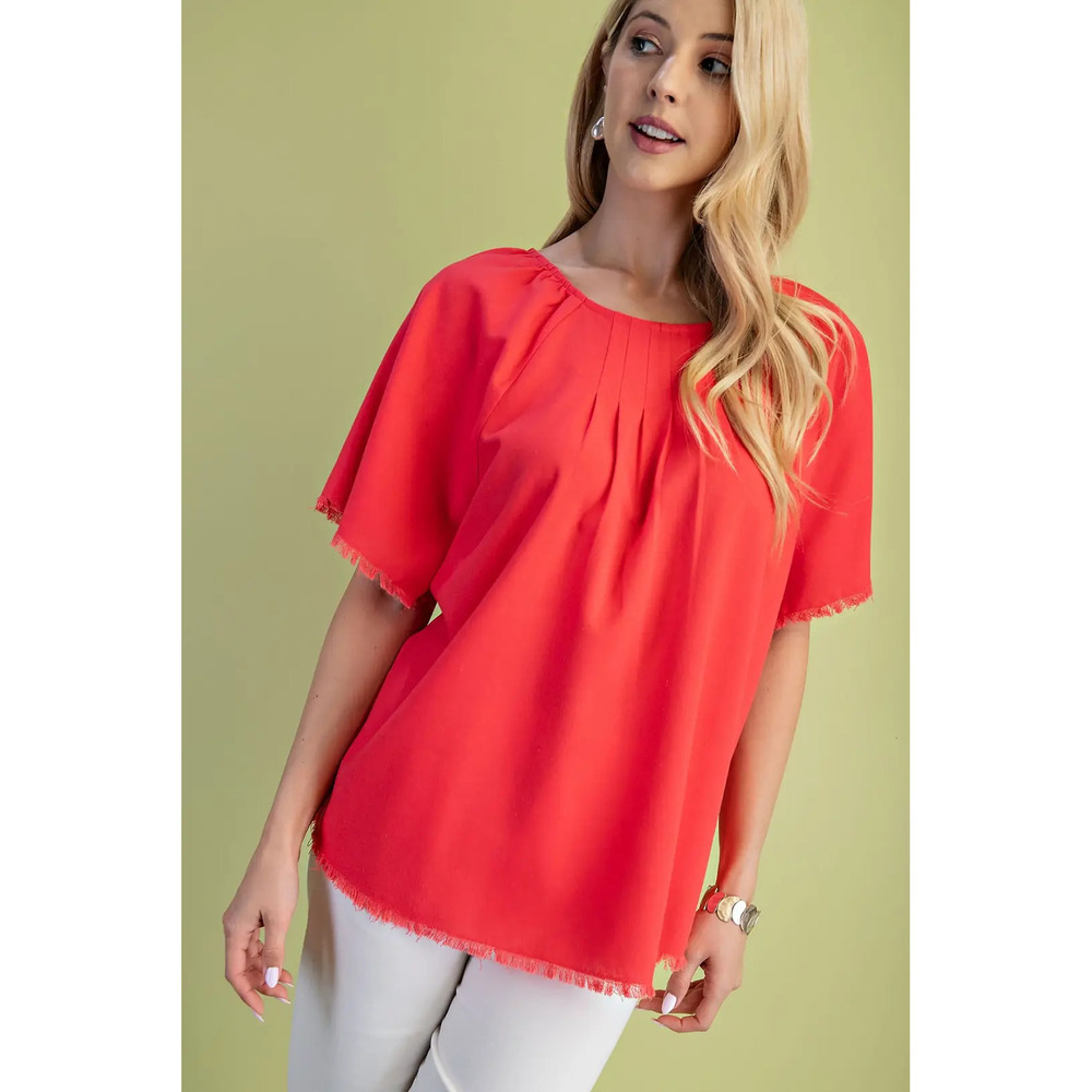 TE1149 C GiGio Short Sleeve Linen Top Various Sizes